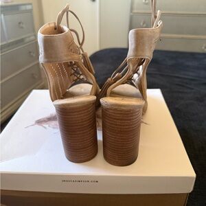 Jessica Simpson Tan Chunky Heel Sandals